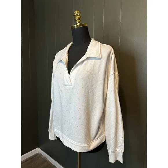 Colsie Cozy Colorful Speckled Lightweight Cropped Pullover Sweater White L Large - Picture 4 of 9